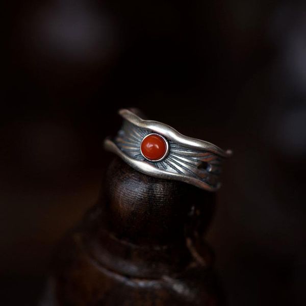 original design south red tourmaline lotus open ring chinese style retro bohemian charm women's silver jewelry cluster rings, Golden;silver
original design south red tourmaline lotus open ring chinese style retro bohemian charm women's silver jewelry cluster rings, Golden;silver