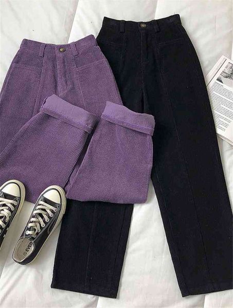 winter corduroy straight women capris wide leg korean fashion thin vintage high waist purple female casual trousers, Black;white
winter corduroy straight women capris wide leg korean fashion thin vintage high waist purple female casual trousers, Black;white