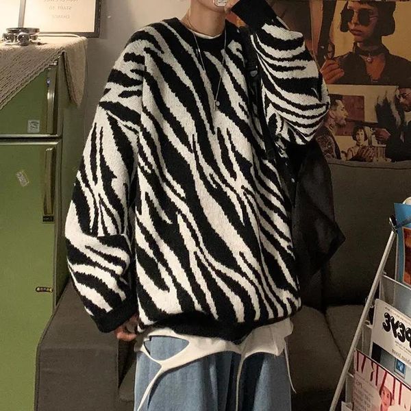 men's sweaters 2021 autumn sweater men loose tide brand casual korean personality trend zebra pattern winter black, White;black
men's sweaters 2021 autumn sweater men loose tide brand casual korean personality trend zebra pattern winter black, White;black
