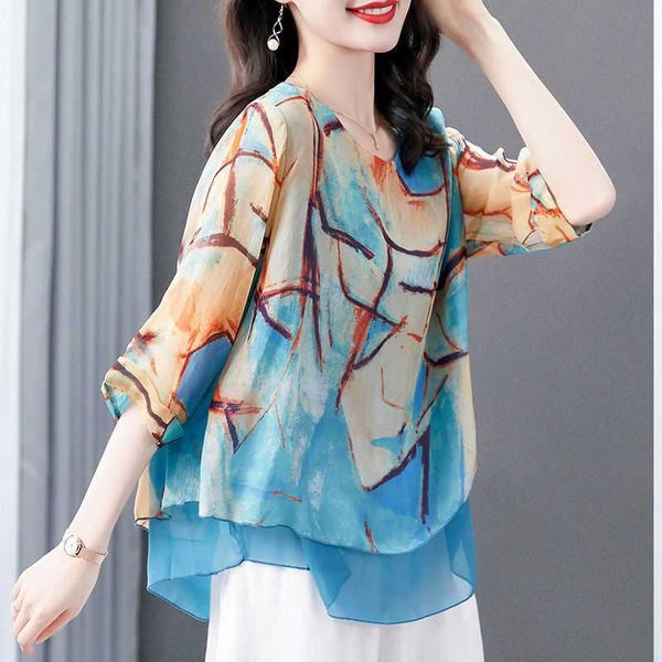 women's blouses & shirts middle-aged and elderly mothers wear printed chiffon shirt 2021 summer loose thin t-shirt short-sleeved wester, White
women's blouses & shirts middle-aged and elderly mothers wear printed chiffon shirt 2021 summer loose thin t-shirt short-sleeved wester, White