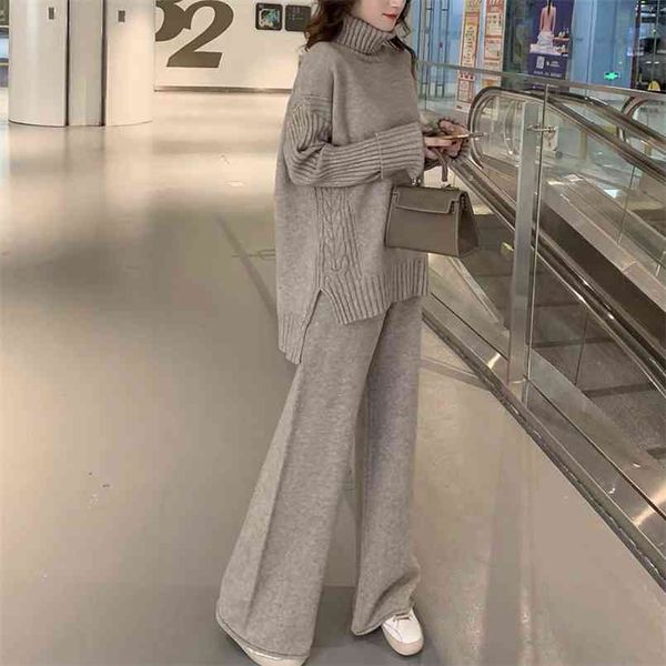 sweater set women tracksuit spring autumn knitted suits 2 piece warm turtleneck pullovers wide legs pants 210429, White
sweater set women tracksuit spring autumn knitted suits 2 piece warm turtleneck pullovers wide legs pants 210429, White