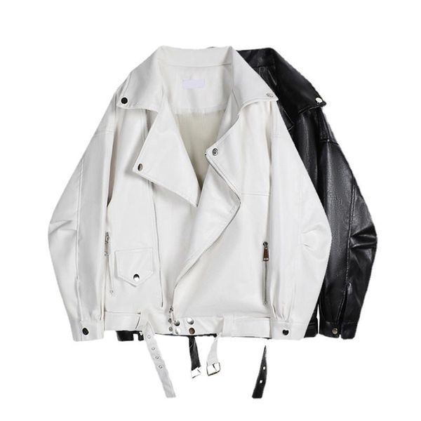 women's jackets motorcycle 2021 autumn winter women pu leather jacket female with belt solid ladys loose coat zipper rivet outerwear, Black;brown
women's jackets motorcycle 2021 autumn winter women pu leather jacket female with belt solid ladys loose coat zipper rivet outerwear, Black;brown
