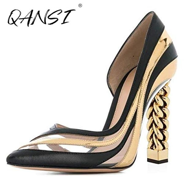 dress shoes customization women gold metal chain chunky high heels pointed toe slip on women's pumps handmade unique ladies size 34-45, Black
dress shoes customization women gold metal chain chunky high heels pointed toe slip on women's pumps handmade unique ladies size 34-45, Black