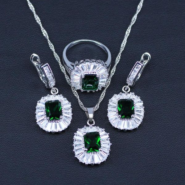 earrings & necklace trendy 3 piece green created emerald big square stone ring and pendant silver color jewelry set for women
earrings & necklace trendy 3 piece green created emerald big square stone ring and pendant silver color jewelry set for women