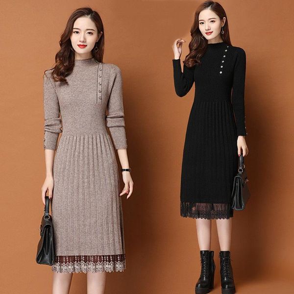 casual dresses half turtleneck solid long sleeve women sweater dress 2021 autumn winter knitted elastic party vestidos x344, Black;gray
casual dresses half turtleneck solid long sleeve women sweater dress 2021 autumn winter knitted elastic party vestidos x344, Black;gray
