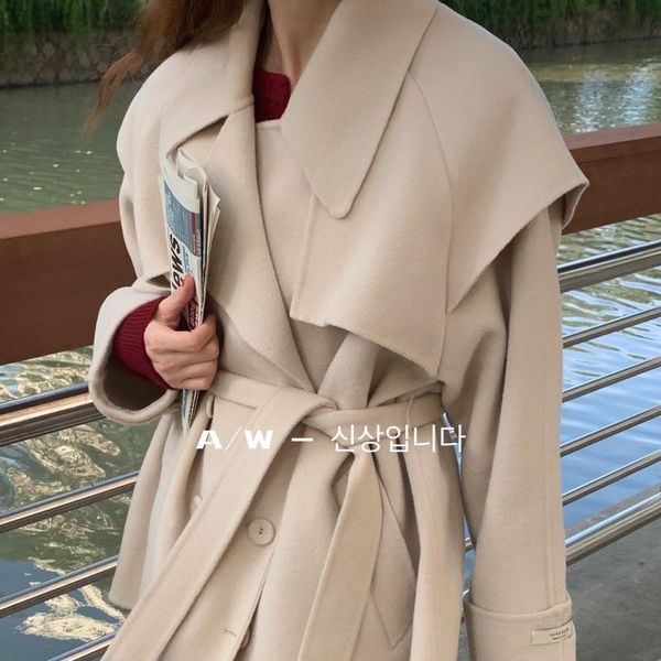 women's wool & blends autumn coat temperament commuter back belt korean lapel solid color straight buckle, Black
women's wool & blends autumn coat temperament commuter back belt korean lapel solid color straight buckle, Black