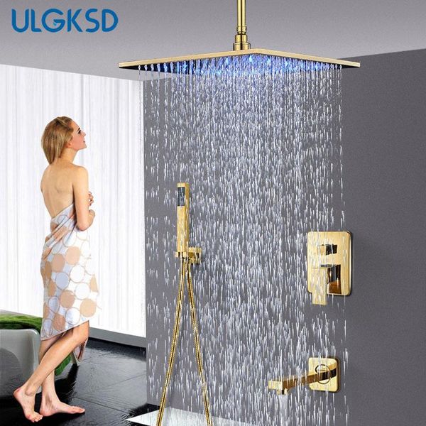 bathroom shower faucet golden brass 16'' head ceil wall mount set and cold water mixer tap sets
bathroom shower faucet golden brass 16'' head ceil wall mount set and cold water mixer tap sets
