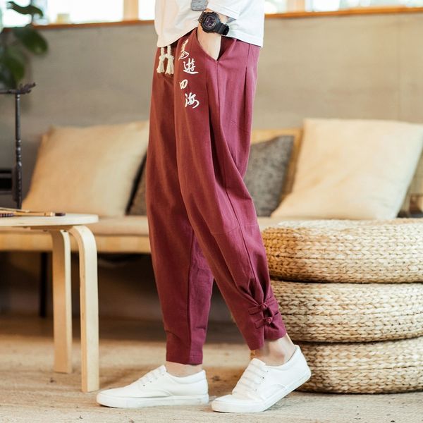 chinese style cotton mens pants jogger men linen pants comfortable male japanese trousers casual full pants streetwear 12123, Red
chinese style cotton mens pants jogger men linen pants comfortable male japanese trousers casual full pants streetwear 12123, Red