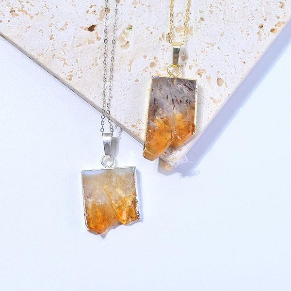 chains natural citrines quartz stone pendant necklace femme fashion adjustable jewelry making suppies, Silver
chains natural citrines quartz stone pendant necklace femme fashion adjustable jewelry making suppies, Silver