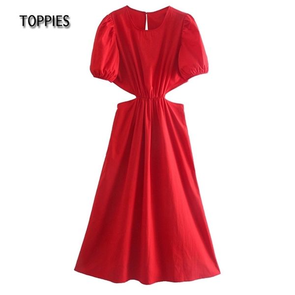 summer dress hollow out backless midi puff sleeve vacation beach 210421, Black;gray 
summer dress hollow out backless midi puff sleeve vacation beach 210421, Black;gray