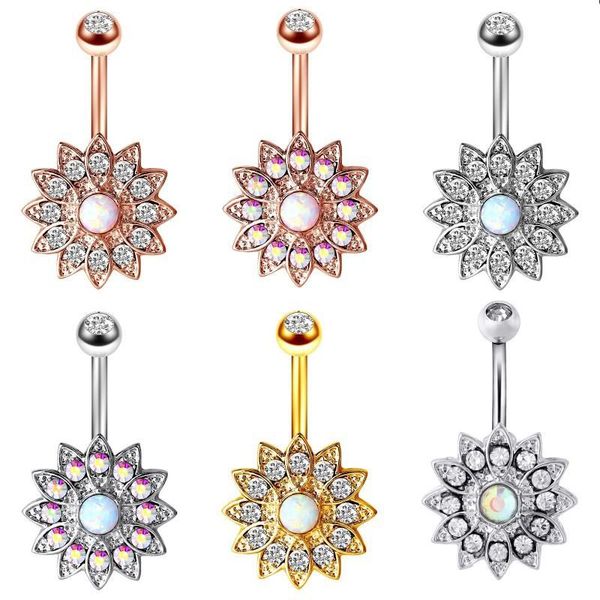 gem diamond inlay navel rings multicolor sun flower puncture jewelry umbilical nail medical steel dance belly ring accessories, Silver
gem diamond inlay navel rings multicolor sun flower puncture jewelry umbilical nail medical steel dance belly ring accessories, Silver