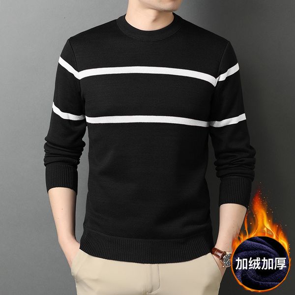 sweater men's winter korean round neck plush thickened striped sweater warm bottomed shirt casual fashion top, Black
sweater men's winter korean round neck plush thickened striped sweater warm bottomed shirt casual fashion top, Black