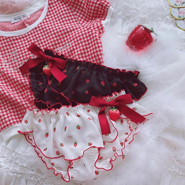 women's panties japanese girl chiffon ruffled triangle cartoon printed strawberry decoration lolita underwear accessories, Black;pink
women's panties japanese girl chiffon ruffled triangle cartoon printed strawberry decoration lolita underwear accessories, Black;pink