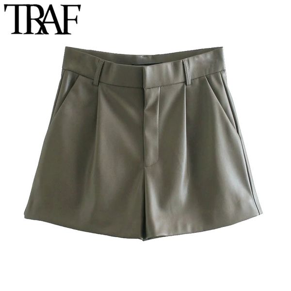 traf women chic fashion faux leather pleated shorts vintage high waist zipper fly side pockets female short pants mujer 210304, White;black
traf women chic fashion faux leather pleated shorts vintage high waist zipper fly side pockets female short pants mujer 210304, White;black