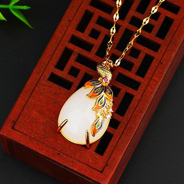 pendant necklaces luxury jade necklace for women girls retro classic style hetian gold plated daily party fashion jewelry, Silver
pendant necklaces luxury jade necklace for women girls retro classic style hetian gold plated daily party fashion jewelry, Silver