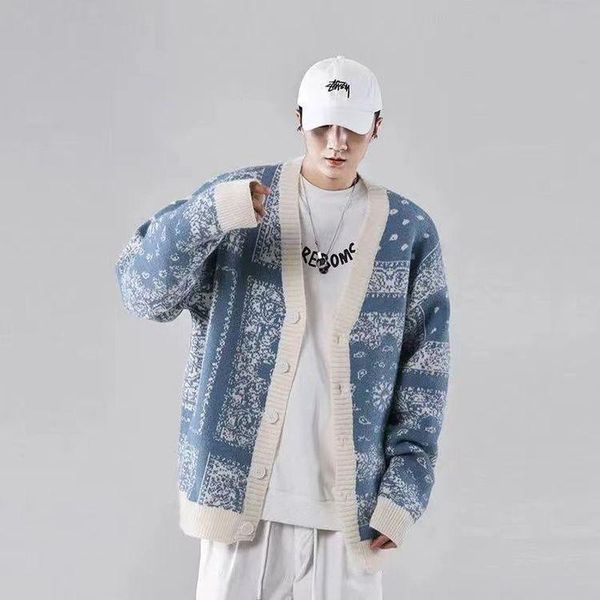 men's sweaters lethargic sweater men vintage jacquard contrast cardigan jackets male autumn-winter korean style v-neck loose aesthetic, White;black
men's sweaters lethargic sweater men vintage jacquard contrast cardigan jackets male autumn-winter korean style v-neck loose aesthetic, White;black