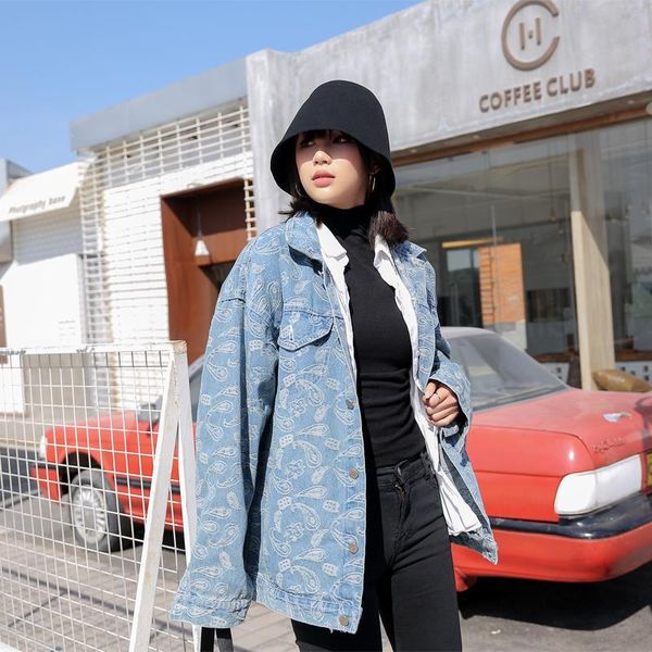 women's jackets fashion spring and autumn retro loose casual men women full printed denim jacket, Black;brown
women's jackets fashion spring and autumn retro loose casual men women full printed denim jacket, Black;brown