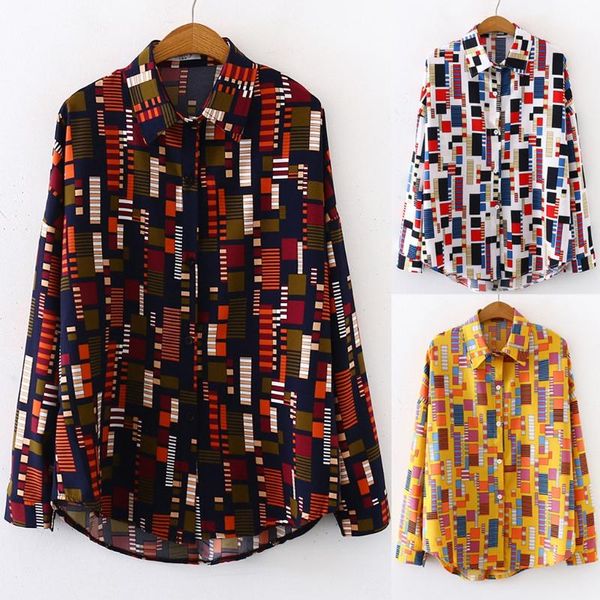 women's blouses & shirts lady fashion women retro print long sleeve lapel casual shirt blouse korean plus size clothes f1, White
women's blouses & shirts lady fashion women retro print long sleeve lapel casual shirt blouse korean plus size clothes f1, White