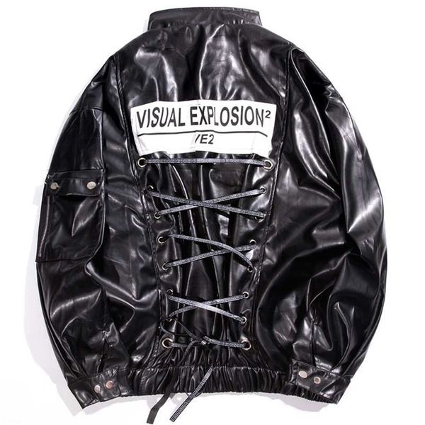 lacible punk bandage leather bomber jacket coat mens hip hop streetwear autumn spring faux leather zipper overcoat windbreaker 211118, Black
lacible punk bandage leather bomber jacket coat mens hip hop streetwear autumn spring faux leather zipper overcoat windbreaker 211118, Black