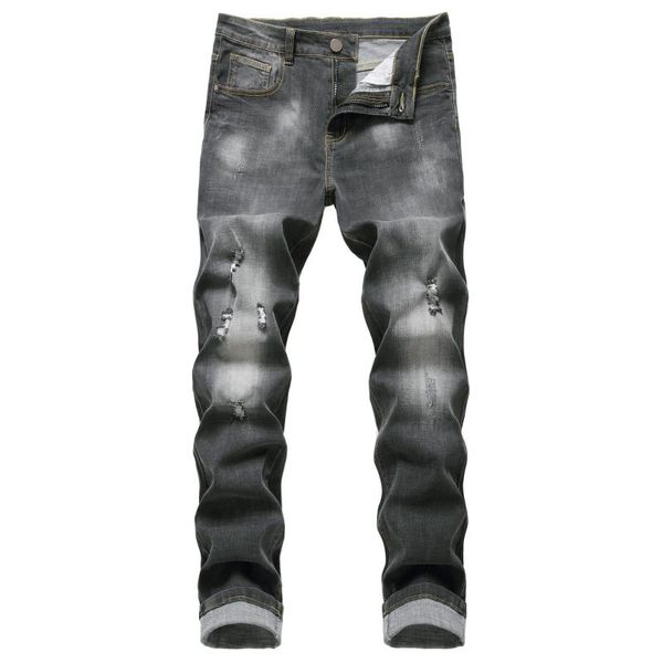 men's jeans sports stretch men's trendy brand ripped self-cultivation casual small feet dark trousers, Blue
men's jeans sports stretch men's trendy brand ripped self-cultivation casual small feet dark trousers, Blue