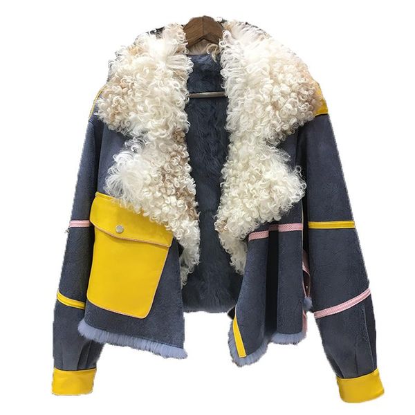 women's fur & faux leather jacket women winter coat with real lamb collar and natural liner genuine skin, Black
women's fur & faux leather jacket women winter coat with real lamb collar and natural liner genuine skin, Black