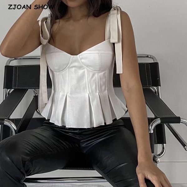 women's tanks & camis summer tie bow strap patchwork white pleated women retro girl slim crop short tees r2a2
women's tanks & camis summer tie bow strap patchwork white pleated women retro girl slim crop short tees r2a2