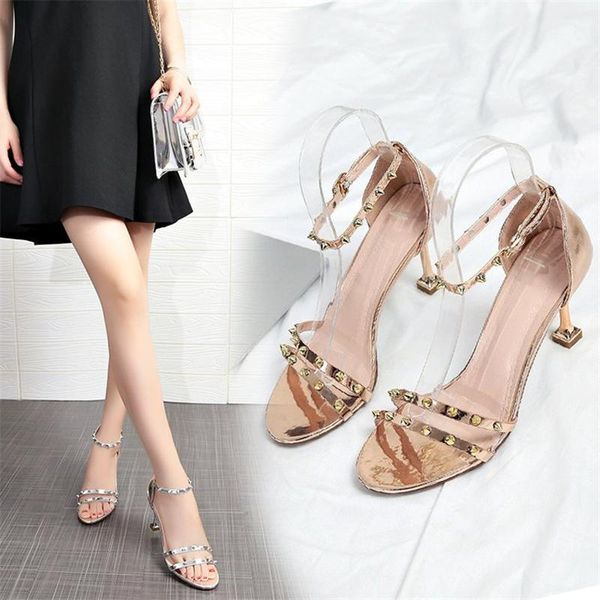 dress shoes women's summer buckle one word casual sandals metal decoration rivet stiletto high heel, Black
dress shoes women's summer buckle one word casual sandals metal decoration rivet stiletto high heel, Black