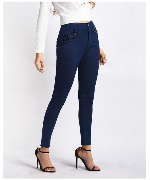 jean high waist women casual spring/summer beaded denim trousers thin skinny slimming office lady jeans pencil pants, Blue
jean high waist women casual spring/summer beaded denim trousers thin skinny slimming office lady jeans pencil pants, Blue