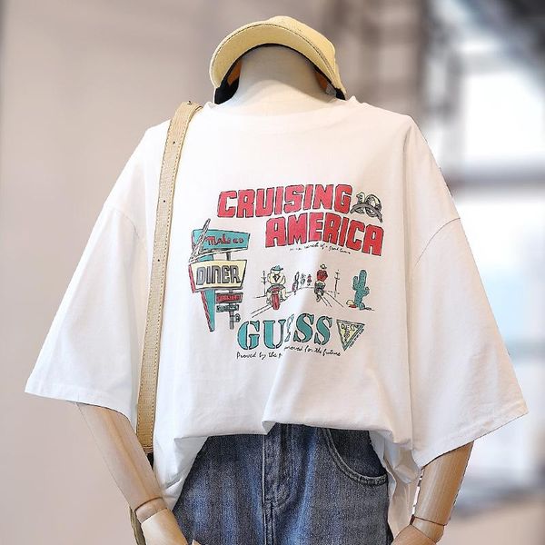 women's t-shirt yellow letter print women round neck fashion harajuku loose plus size girls gothic clothes, White
women's t-shirt yellow letter print women round neck fashion harajuku loose plus size girls gothic clothes, White