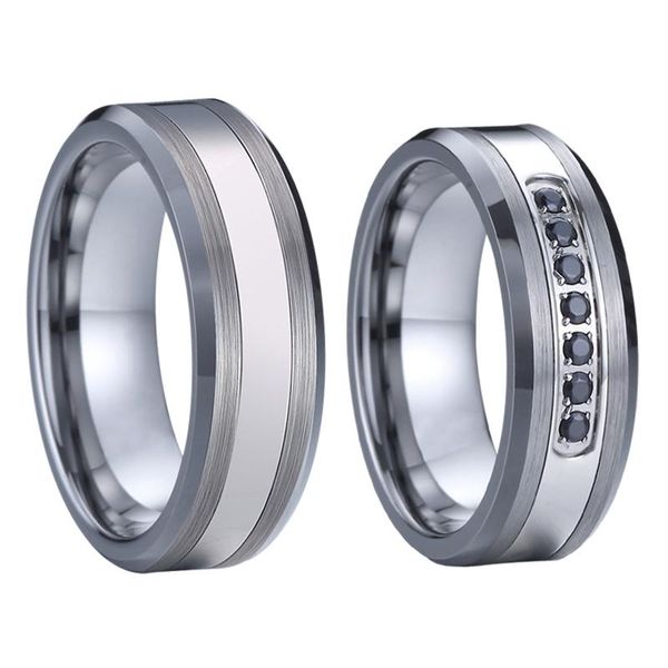 wedding rings anniversary band titanium tungsten men's jewelry silver color black stone couple engagement for women, Slivery;golden
wedding rings anniversary band titanium tungsten men's jewelry silver color black stone couple engagement for women, Slivery;golden