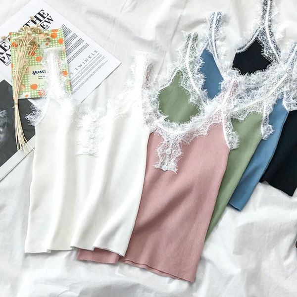 women's tanks & camis 2021 women lace strappy crop solid tank summer sleeveless vest ladies kintting l0524, White
women's tanks & camis 2021 women lace strappy crop solid tank summer sleeveless vest ladies kintting l0524, White