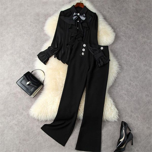 women's two piece pants autumn winter 2021 women office 2 outfits designer flare sleeve ruffles shirt + set trousers suits, White
women's two piece pants autumn winter 2021 women office 2 outfits designer flare sleeve ruffles shirt + set trousers suits, White