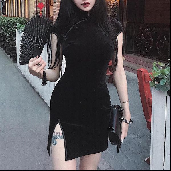 cheongsam chinese style skinny mini womens dress streetwear vintage harajuku summer clothing slim, Black;gray
cheongsam chinese style skinny mini womens dress streetwear vintage harajuku summer clothing slim, Black;gray