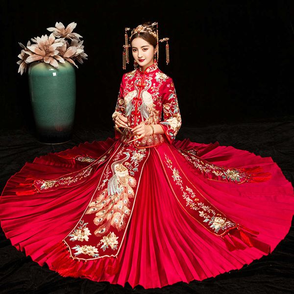 customized bridal gowns chinese wedding dresses style spring summer red champagne color s- large size customization please contact custom, Black
customized bridal gowns chinese wedding dresses style spring summer red champagne color s- large size customization please contact custom, Black