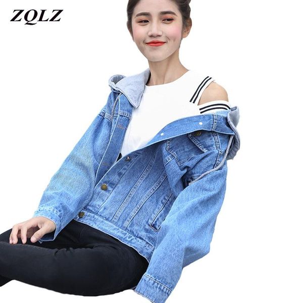 women's jackets zqlz autumn denim jacket women 2021 loose hooded single breasted jeans coat fashion blue female casual girls outwear, Black;brown
women's jackets zqlz autumn denim jacket women 2021 loose hooded single breasted jeans coat fashion blue female casual girls outwear, Black;brown