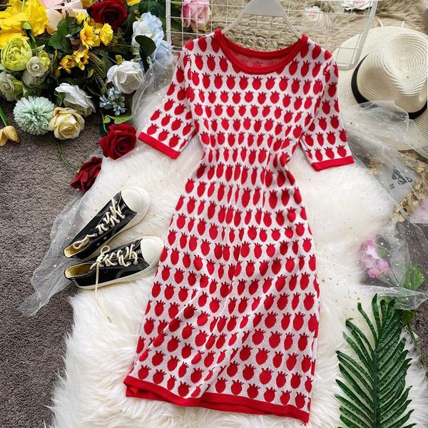 casual dresses 2021 summer dress strawberry printed knitting women's o neck short sleeve women clothing party, Black;gray
casual dresses 2021 summer dress strawberry printed knitting women's o neck short sleeve women clothing party, Black;gray