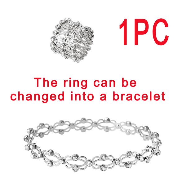 dual-use flexible stretch finger ring women girl transformable rings to bracelet fashion jewelry accessories for gift party, Silver
dual-use flexible stretch finger ring women girl transformable rings to bracelet fashion jewelry accessories for gift party, Silver