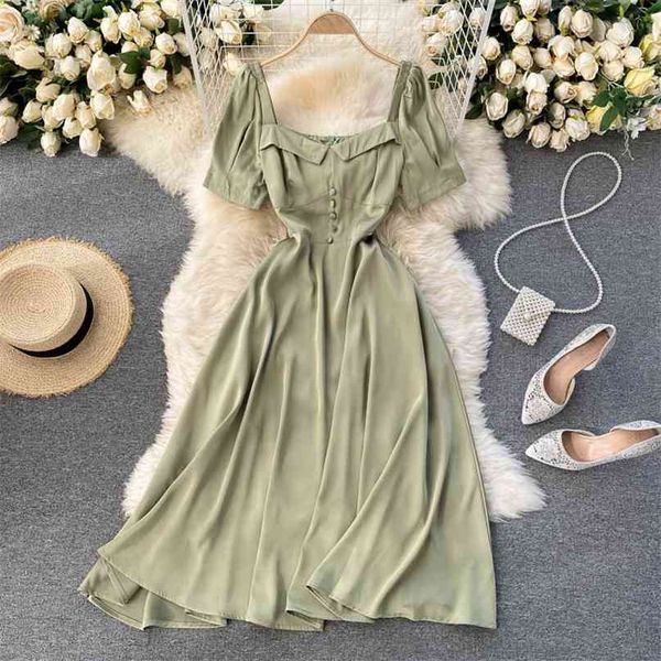 women fashion retro spring summer square neck short sleeve slim pure color a-line dress elegant vestidos r934 210527, Black;gray
women fashion retro spring summer square neck short sleeve slim pure color a-line dress elegant vestidos r934 210527, Black;gray