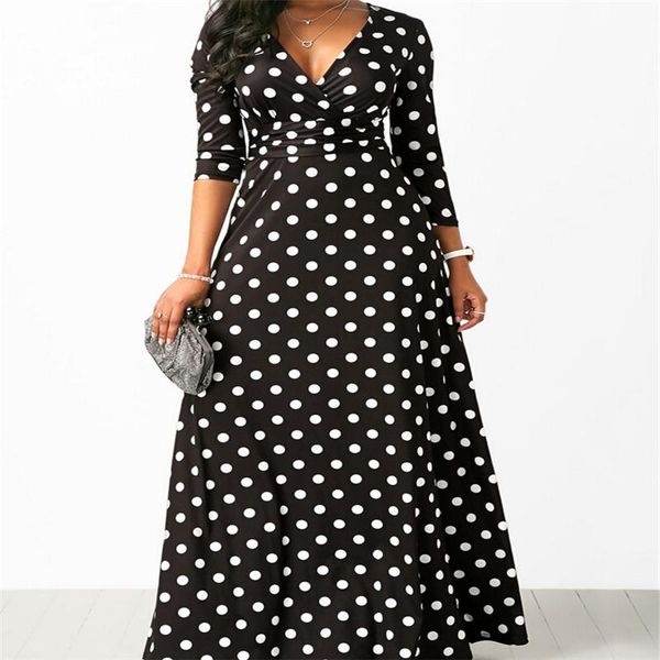casual dresses women bohemia v neck three quarter sleeve dots print beach maxi dress, Black;gray
casual dresses women bohemia v neck three quarter sleeve dots print beach maxi dress, Black;gray