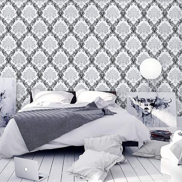 wallpapers europe black white damask self-adhesive wallpaper for living room bedroom furniture cabinets diy sticker 10m*45cm contact paper
wallpapers europe black white damask self-adhesive wallpaper for living room bedroom furniture cabinets diy sticker 10m*45cm contact paper