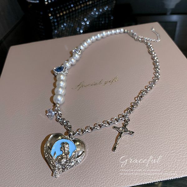 chain women pendants korea dongdamen pearl inlaid diamond love cross necklace collar bone neck net red temperament design, Silver
chain women pendants korea dongdamen pearl inlaid diamond love cross necklace collar bone neck net red temperament design, Silver
