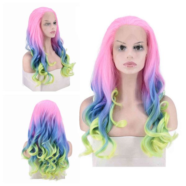 wig female fade color front lace chemical fiber long curl set, Black;brown 
wig female fade color front lace chemical fiber long curl set, Black;brown