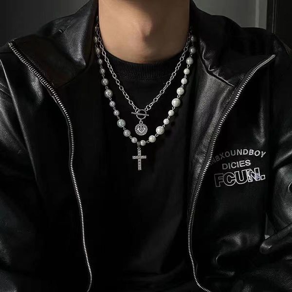 ice wind pearl pendants necklace men's women's fashion cool personality diamond smile cross pendant couple jewelry, Silver
ice wind pearl pendants necklace men's women's fashion cool personality diamond smile cross pendant couple jewelry, Silver