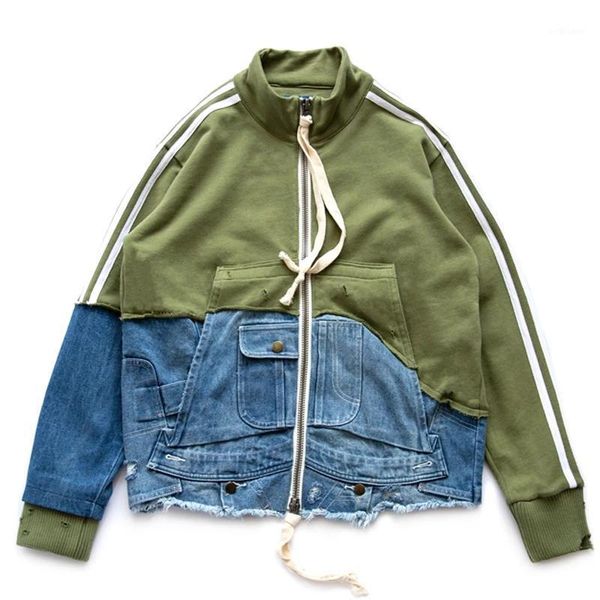 men's jackets hip hop striped jeans patchwork denim coats harajuku streetwear green jacket cotton loose fit coat, Black;brown
men's jackets hip hop striped jeans patchwork denim coats harajuku streetwear green jacket cotton loose fit coat, Black;brown