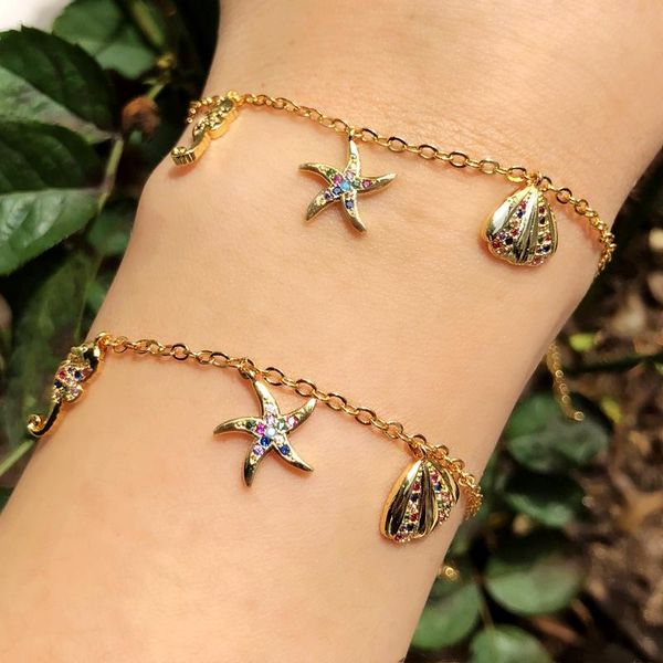 link, chain gold color sea shell pendant bracelet pave colorful cubic zirconia ocean animal copper boho bracelets bangles for women jewelry, Black
link, chain gold color sea shell pendant bracelet pave colorful cubic zirconia ocean animal copper boho bracelets bangles for women jewelry, Black