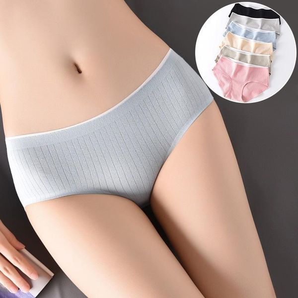 women's panties women striped pure cotton female antibacterial briefs japanese elastic comfortable breathable seamless underwear, Black;pink