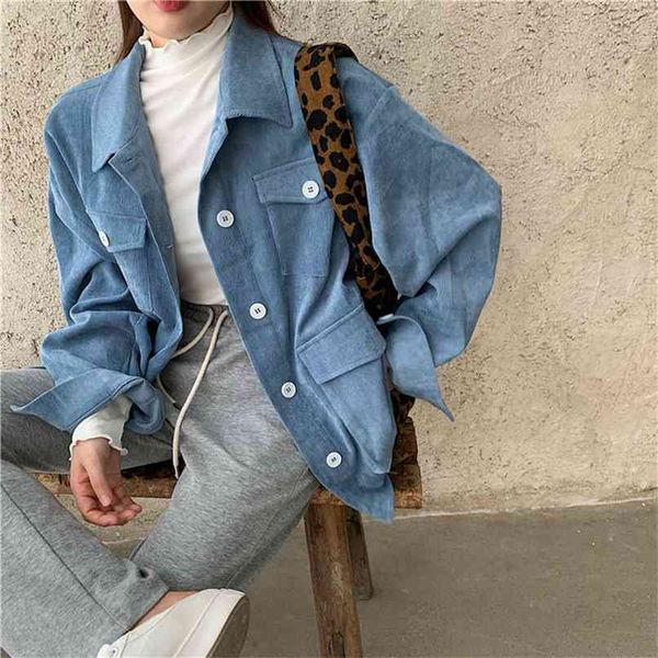 vintage corduroy shirt jacket turn-down collar long sleeve chic leopard printed blouse 4 pockets blue coat women 210601, Black;brown
vintage corduroy shirt jacket turn-down collar long sleeve chic leopard printed blouse 4 pockets blue coat women 210601, Black;brown