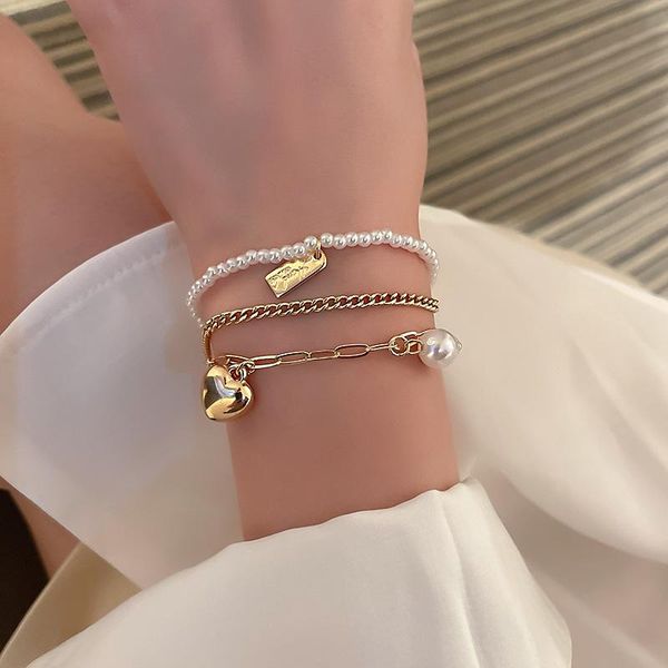 link, chain european and american fashion jewelry with elegant temperament pearl love multi-layered bracelet for women wholesale, Black
link, chain european and american fashion jewelry with elegant temperament pearl love multi-layered bracelet for women wholesale, Black