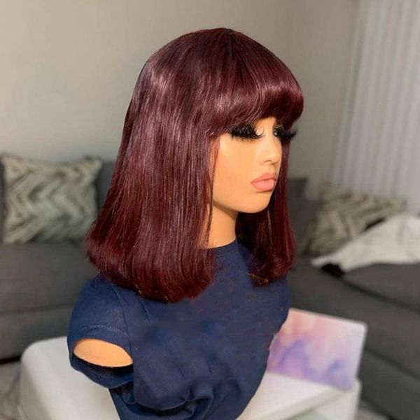 bob straight human hair lace front wigs for women 360 burgundy silky with bangs, Black;brown
bob straight human hair lace front wigs for women 360 burgundy silky with bangs, Black;brown