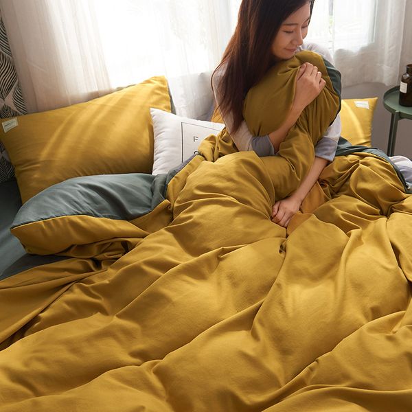 simple and thickened skin friendly cotton plain double sheet quilt cover 
simple and thickened skin friendly cotton plain double sheet quilt cover